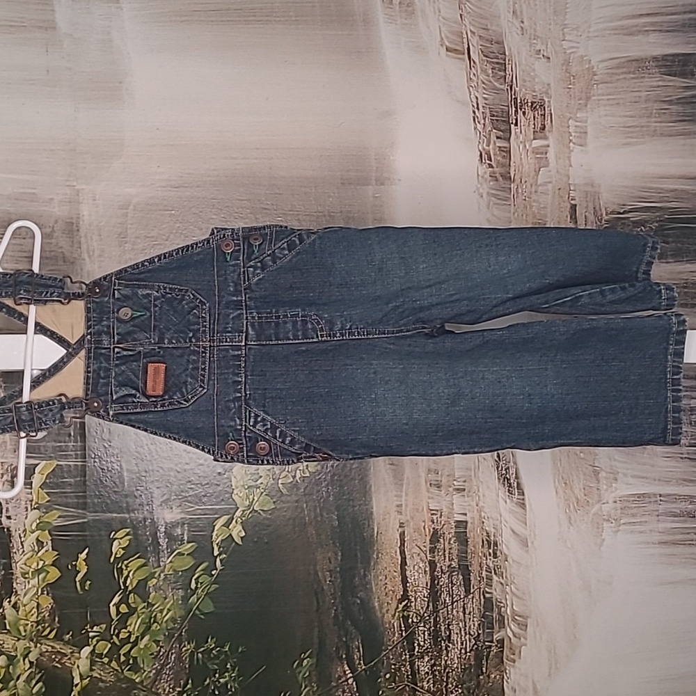 OshKosh genuine kids boys 2T denim blue jean overalls